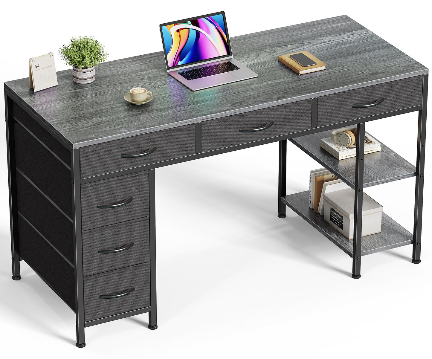 Corner Gaming Desk with Drawers