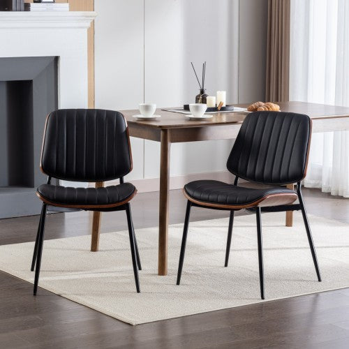 Retro Faux Leather Dining Chairs (Set of 2)