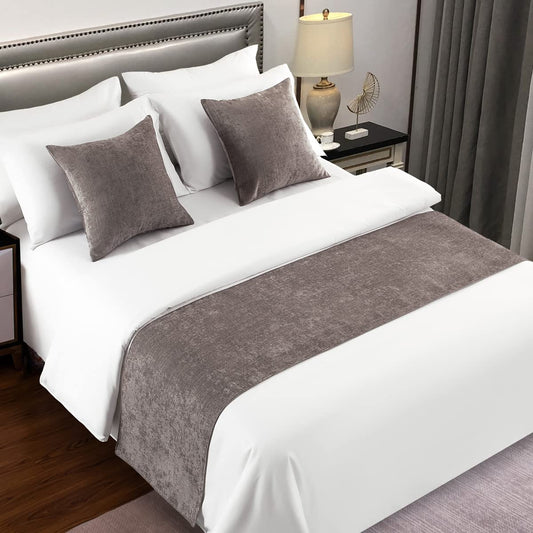 Grey Chenille Bed Runner
