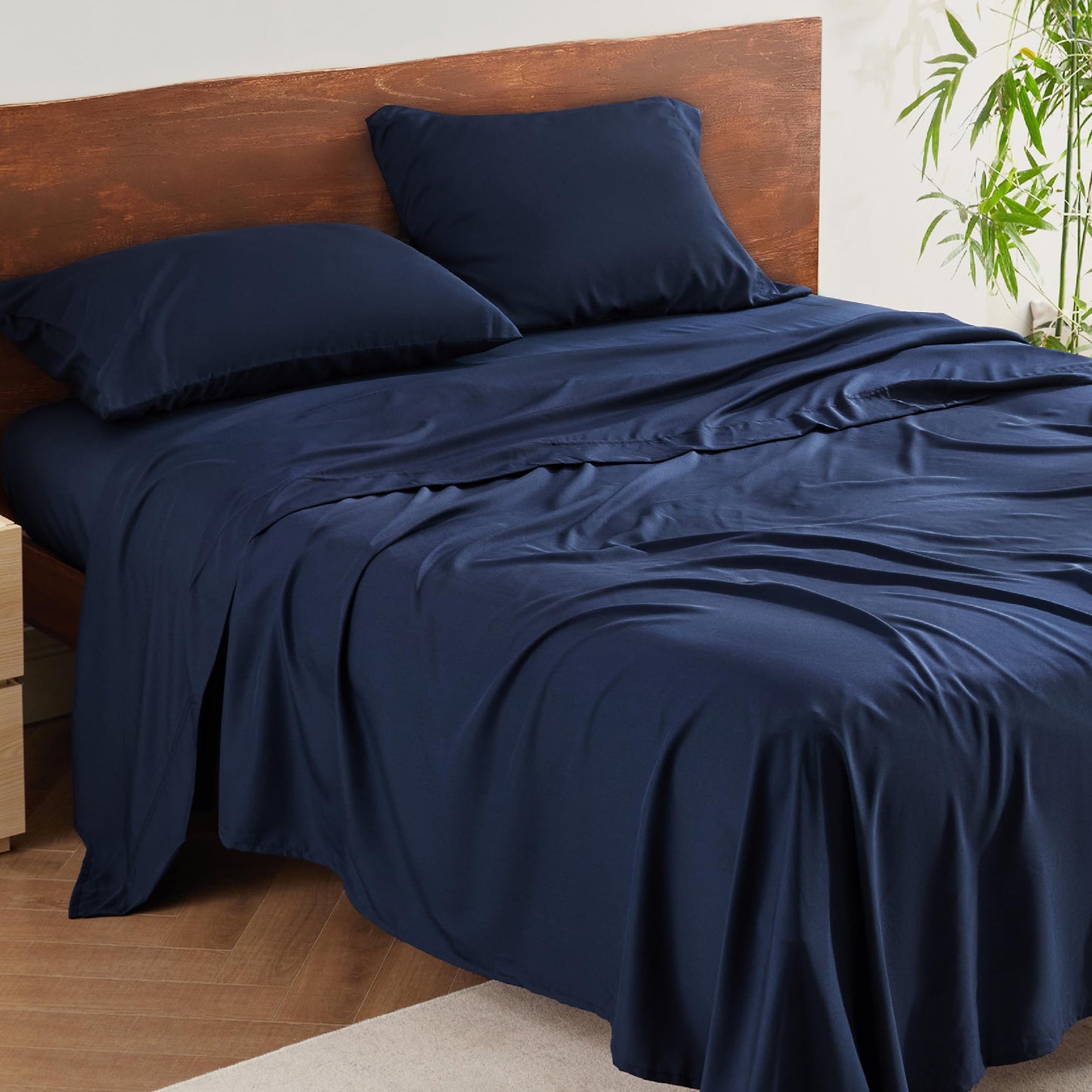Bedsure Bamboo Blend Sheet Set – Navy