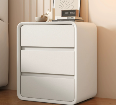 Cream White Minimalist Nightstand
