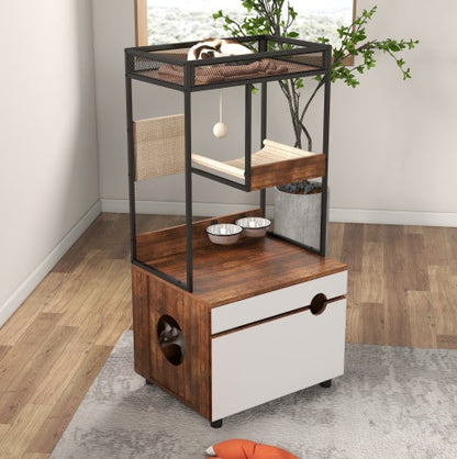 Cat Litter Box Cabinet & Tree