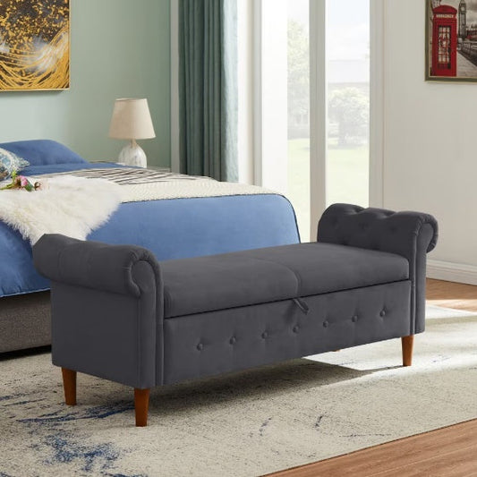 Dark Gray Storage Ottoman