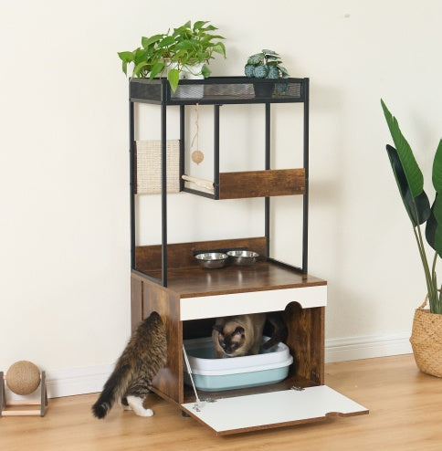 Cat Litter Box Cabinet & Tree