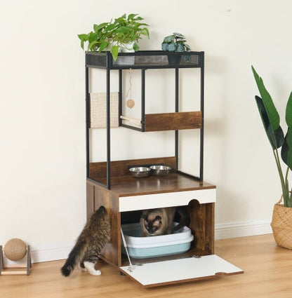 Cat Litter Box Cabinet & Tree