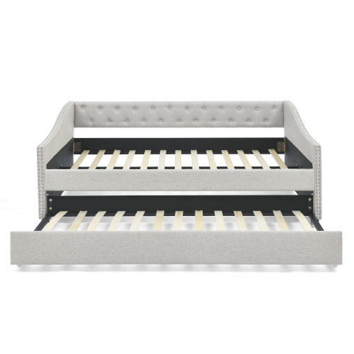 Tufted Sofa Bed on Wheels