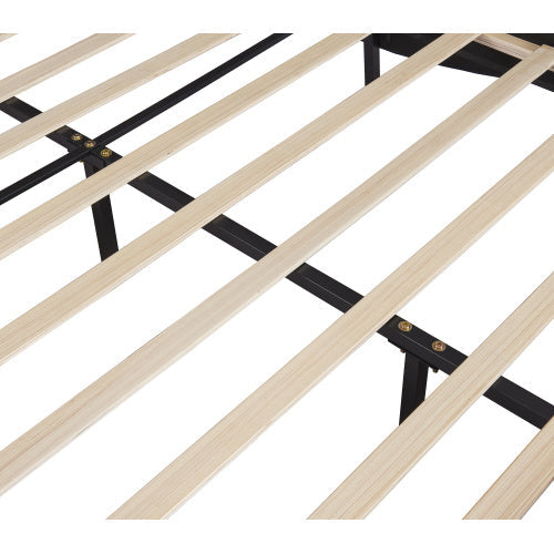 Full Black Faux Leather Platform Bed