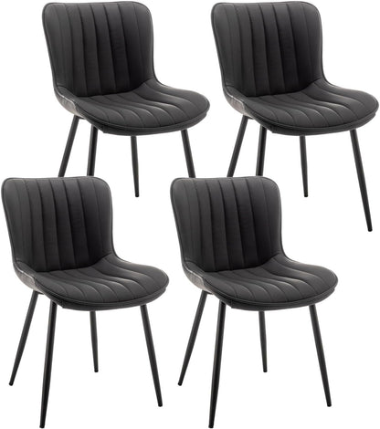 Black Leather Dining Chairs (Set of 4)