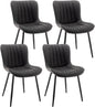 Black Leather Dining Chairs (Set of 4)