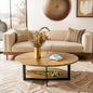 Oval Wood Coffee Table with Storage