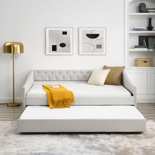 Tufted Sofa Bed on Wheels