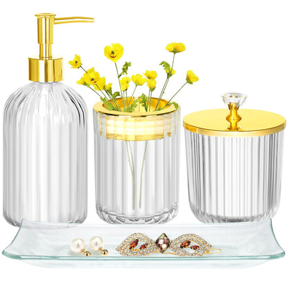Clear & Gold 4-Piece Bathroom Set