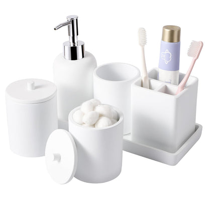 White 6-Piece Resin Bathroom Set
