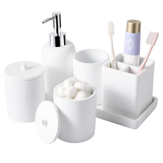 White 6-Piece Resin Bathroom Set