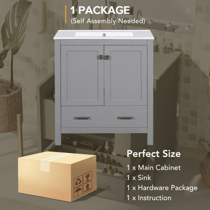 30" Gray Bathroom Vanity with Sink