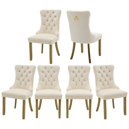 Cream Velvet Dining Chairs (Set of 6)