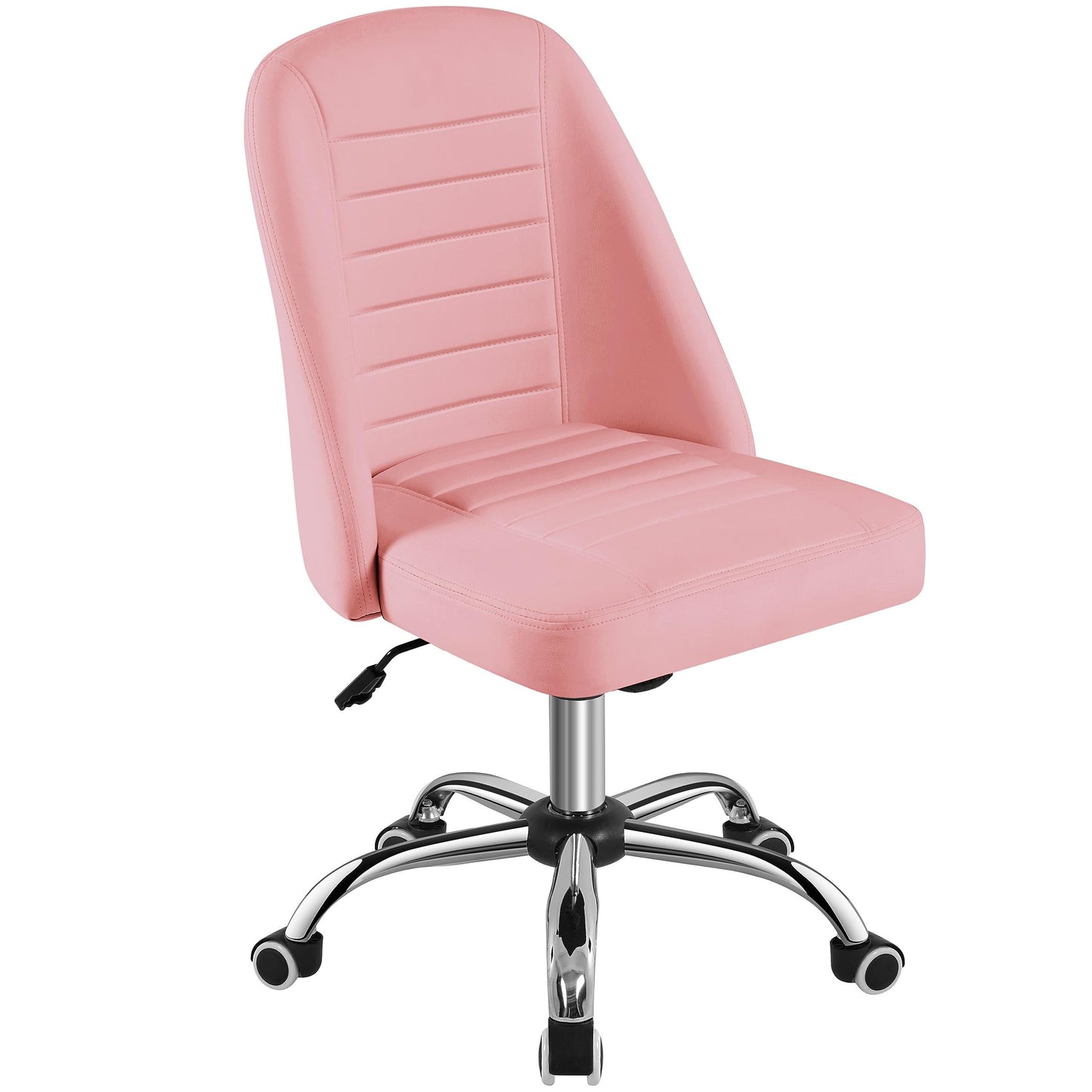 Pink Leather Armless Desk Chair