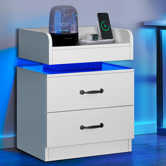 LED Nightstand with Charging Station