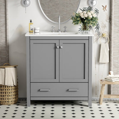 30" Gray Bathroom Vanity with Sink