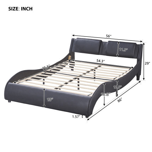 Full Black Faux Leather Platform Bed