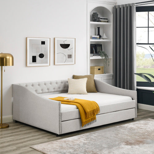 Tufted Sofa Bed on Wheels