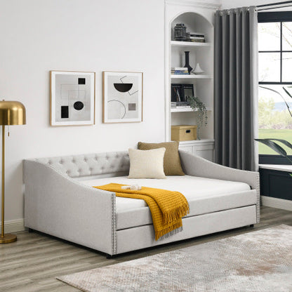 Tufted Sofa Bed on Wheels