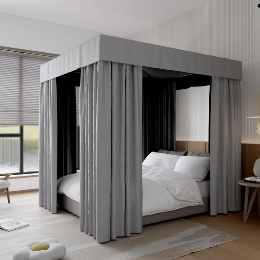 Grey Canopy Bed Curtains