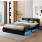 Full Black Faux Leather Platform Bed