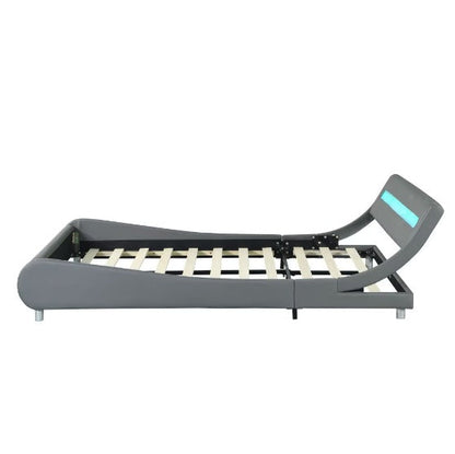LED Faux Leather Platform Bed Frame