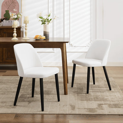 White Fabric Dining Chairs (Set of 2)