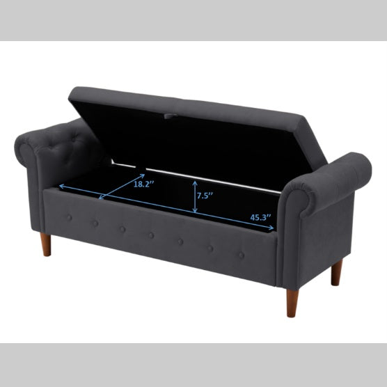 Dark Gray Storage Ottoman