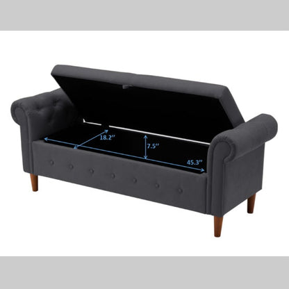 Dark Gray Storage Ottoman