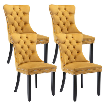 Gold Tufted Velvet Dining Chairs (Set of 4)