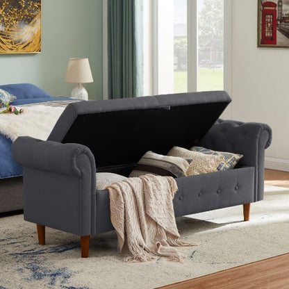 Dark Gray Storage Ottoman