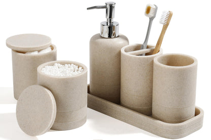Beige 6-Piece Bathroom Accessories Set