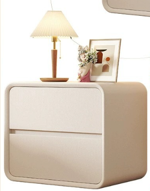 Cream White Minimalist Nightstand