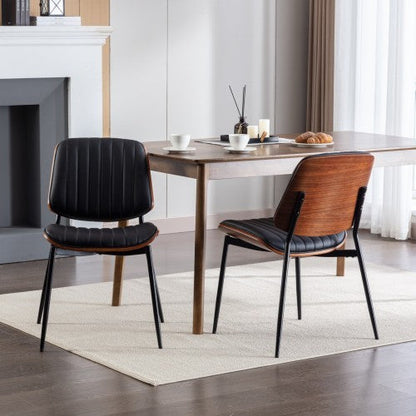 Retro Faux Leather Dining Chairs (Set of 2)