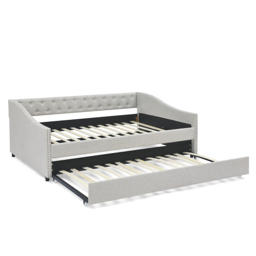 Tufted Sofa Bed on Wheels