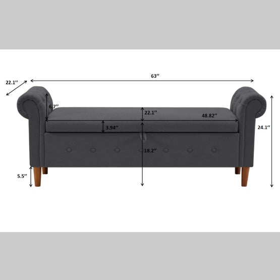 Dark Gray Storage Ottoman