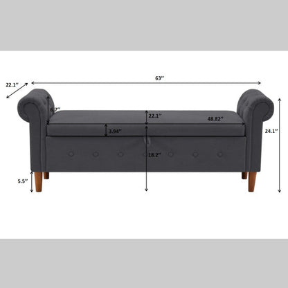 Dark Gray Storage Ottoman