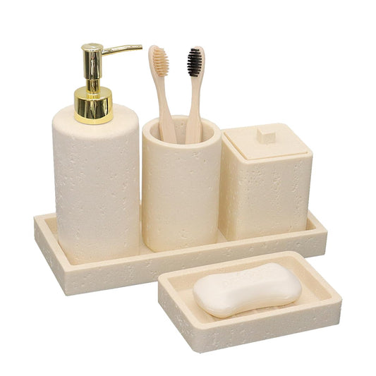 Beige 5-Piece Bathroom Accessories Set