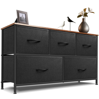 Black 5-Drawer Fabric Dresser