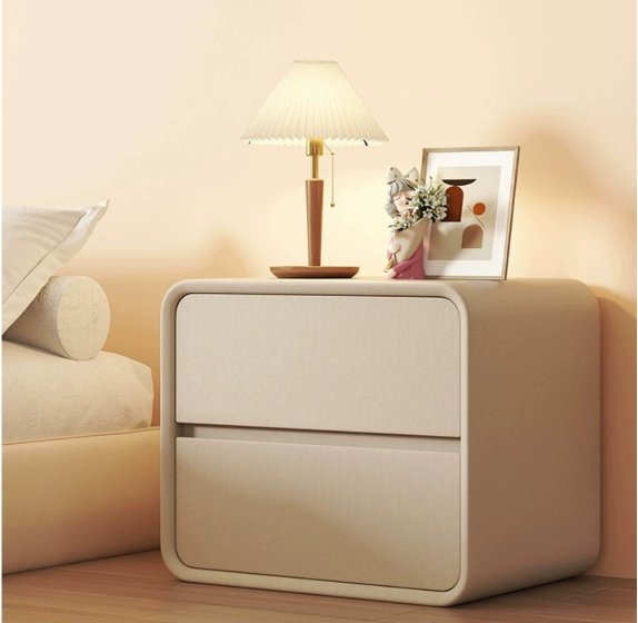 Cream White Minimalist Nightstand