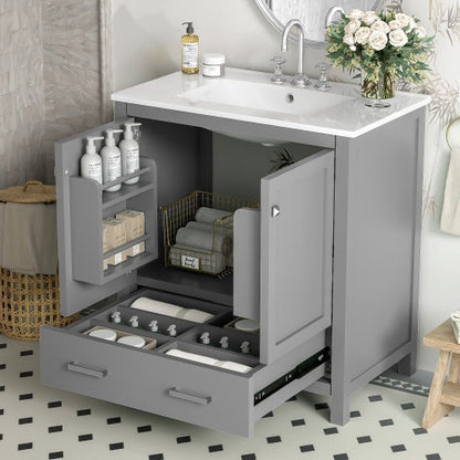 30" Gray Bathroom Vanity with Sink