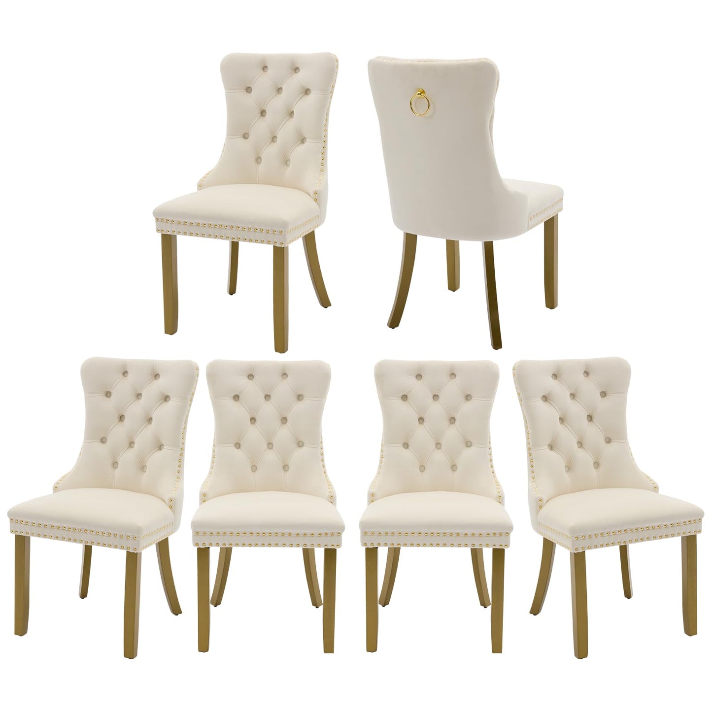 Cream Velvet Dining Chairs (Set of 6)