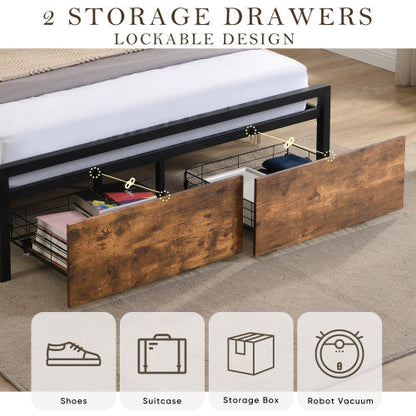 LED Bed Frame with Storage & Charging