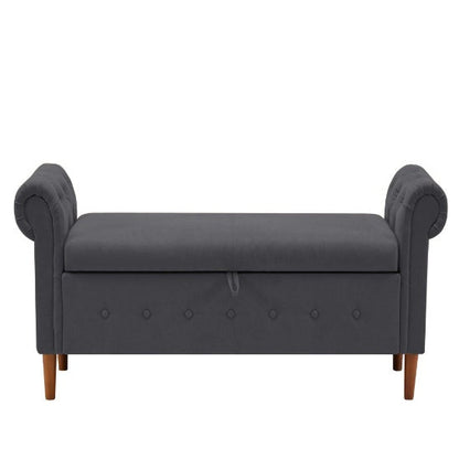 Dark Gray Storage Ottoman