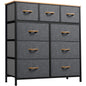 Dark Grey 9-Drawer Fabric Dresser