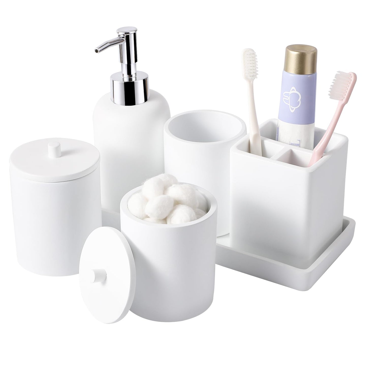 White 6-Piece Resin Bathroom Set