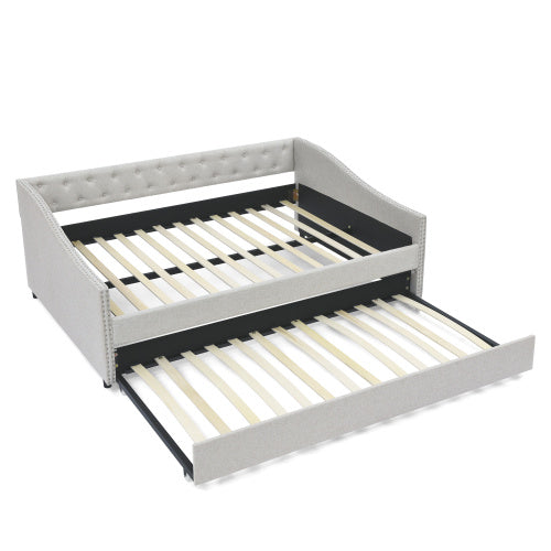 Tufted Sofa Bed on Wheels